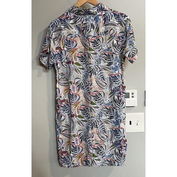 C&C California Shirt Dress Linen Botanical Button Up Short Sleeve Small New‎ - Picture 2 of 8
